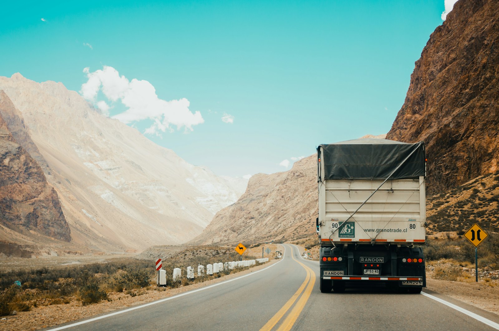 Freight truck hauling agricultural product cross-country