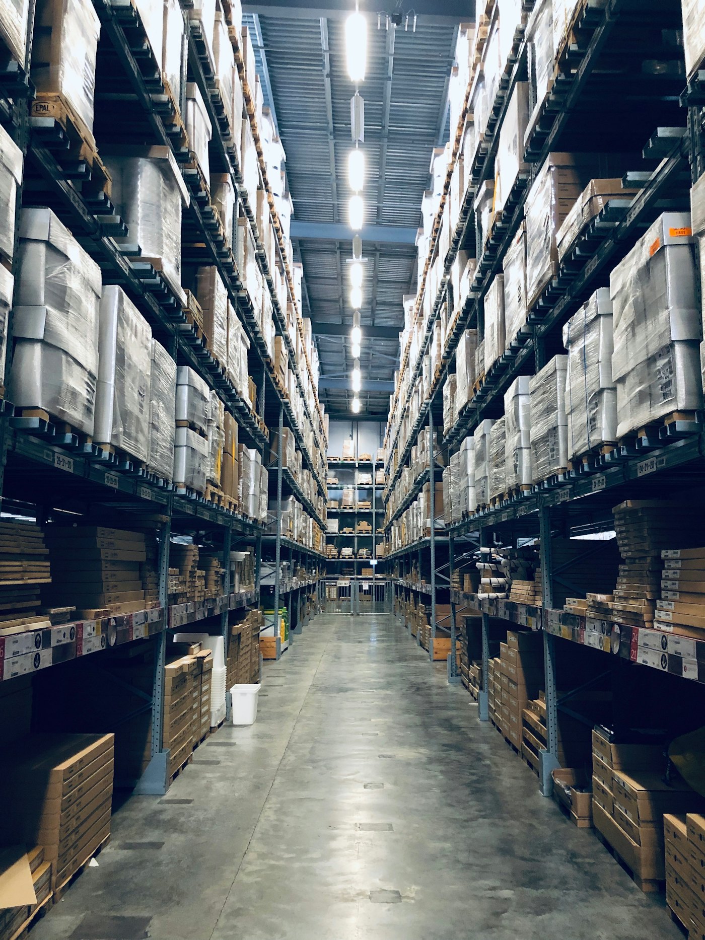 E-commerce fulfillment warehouse aisles